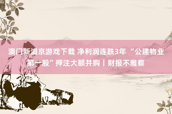 澳门新浦京游戏下载 净利润连跌3年 “公建物业第一股”押注大额并购丨财报不雅察