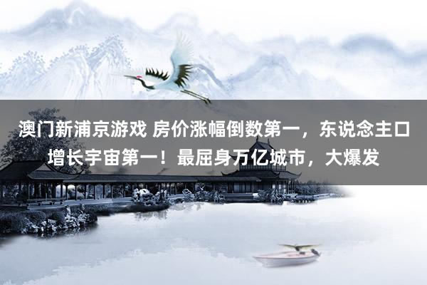 澳门新浦京游戏 房价涨幅倒数第一，东说念主口增长宇宙第一！最屈身万亿城市，大爆发
