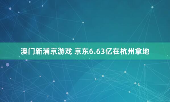 澳门新浦京游戏 京东6.63亿在杭州拿地