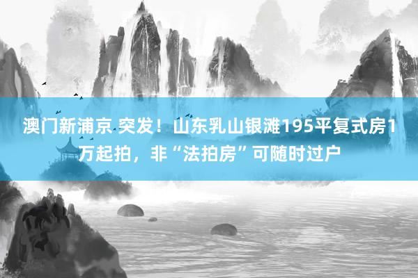 澳门新浦京 突发！山东乳山银滩195平复式房1万起拍，非“法拍房”可随时过户