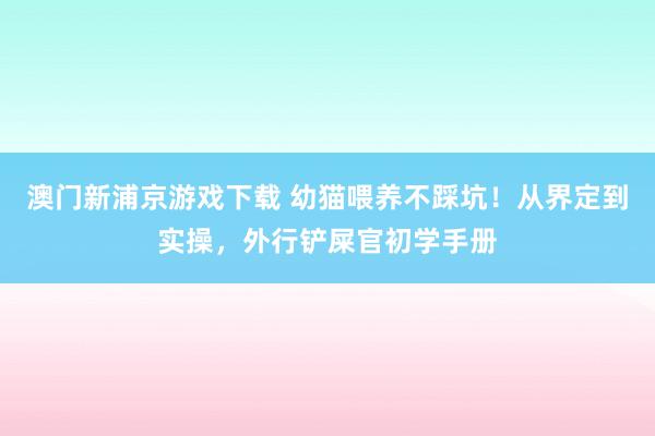 澳门新浦京游戏下载 幼猫喂养不踩坑！从界定到实操，外行铲屎官初学手册