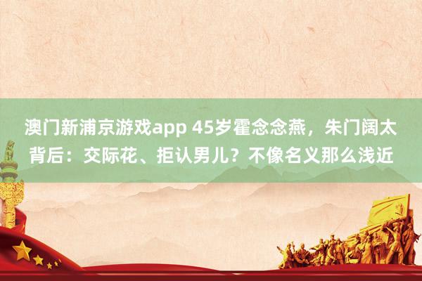 澳门新浦京游戏app 45岁霍念念燕，朱门阔太背后：交际花、拒认男儿？不像名义那么浅近