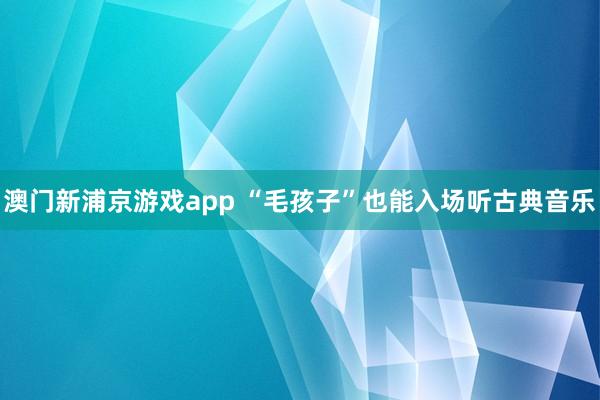 澳门新浦京游戏app “毛孩子”也能入场听古典音乐
