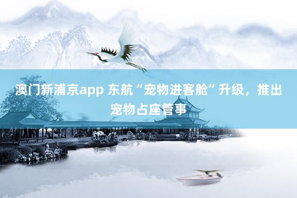 澳门新浦京app 东航“宠物进客舱”升级，推出宠物占座管事