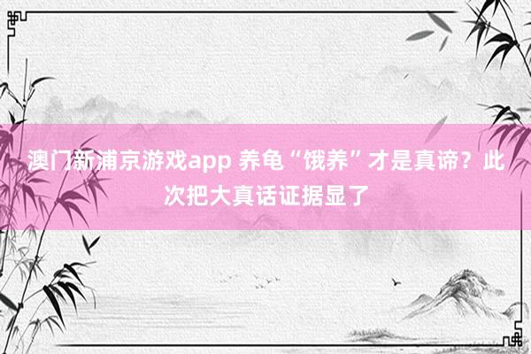 澳门新浦京游戏app 养龟“饿养”才是真谛？此次把大真话证据显了