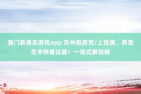 澳门新浦京游戏app 苏州租房党/上班族，养宠生手快看这篇！一站式解说晰