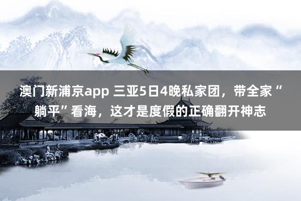 澳门新浦京app 三亚5日4晚私家团，带全家“躺平”看海，这才是度假的正确翻开神志
