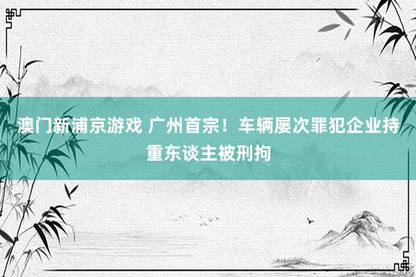 澳门新浦京游戏 广州首宗！车辆屡次罪犯企业持重东谈主被刑拘