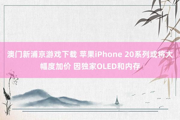 澳门新浦京游戏下载 苹果iPhone 20系列或将大幅度加价 因独家OLED和内存