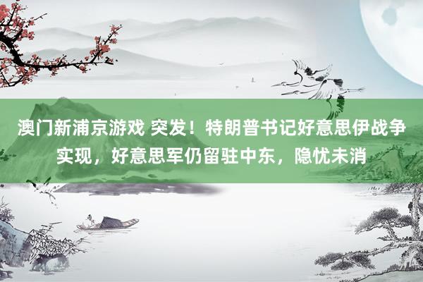 澳门新浦京游戏 突发！特朗普书记好意思伊战争实现，好意思军仍留驻中东，隐忧未消