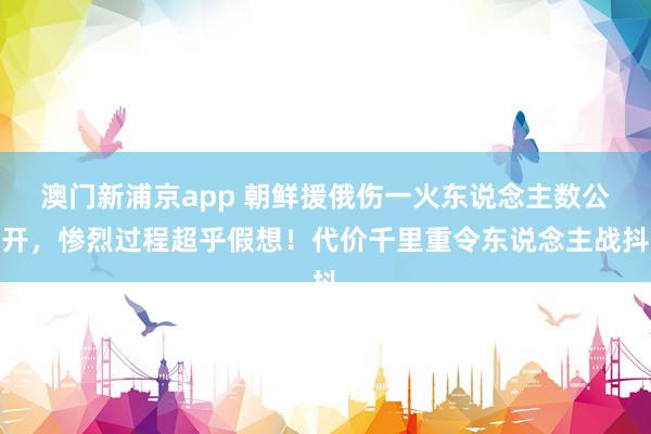 澳门新浦京app 朝鲜援俄伤一火东说念主数公开，惨烈过程超乎假想！代价千里重令东说念主战抖