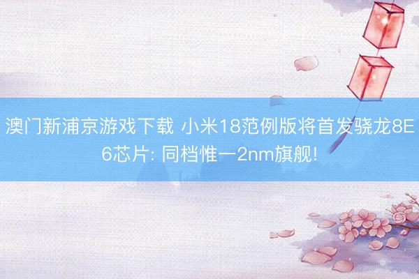 澳门新浦京游戏下载 小米18范例版将首发骁龙8E6芯片: 同档惟一2nm旗舰!